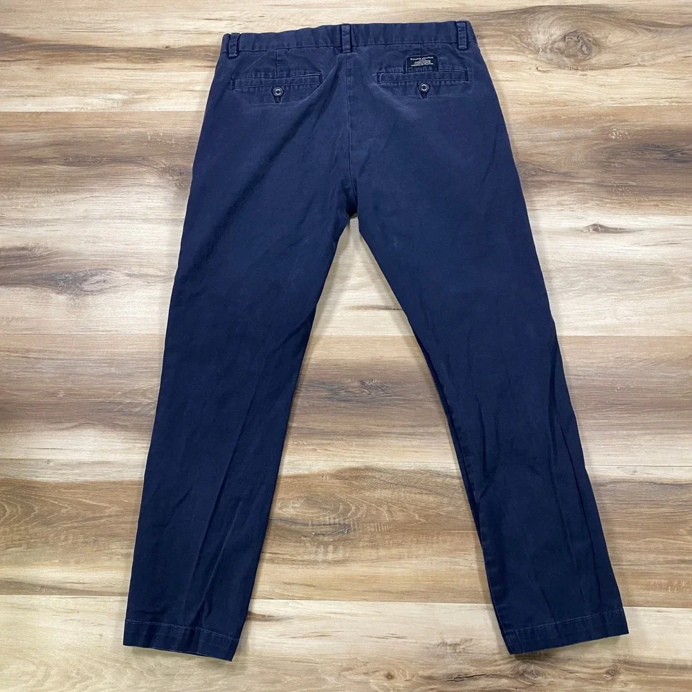 Banana Republic Chino Mens 32x27 Cotton Fulton Skinny Fit Navy Blue Classic